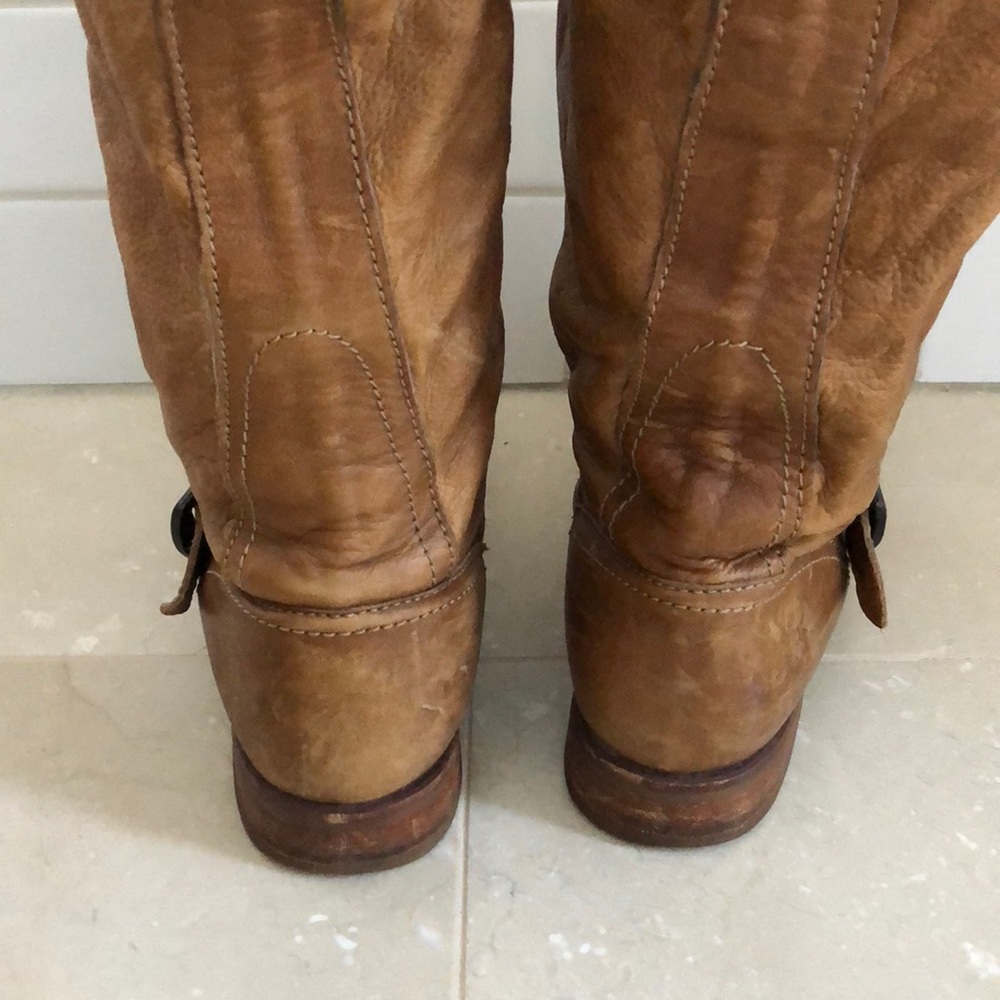 Frye Veronica Slouch Boots Camel Leather Size 8.5 - Picture 4 of 8